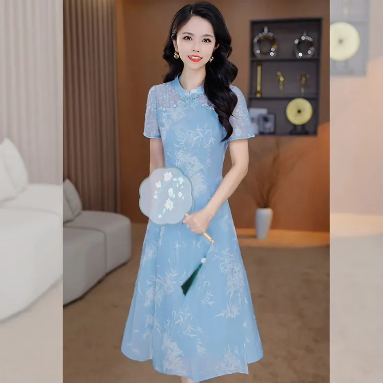 【连衣裙】优雅新款气质时尚大气减龄收腰显瘦连衣裙M-4XL-26083