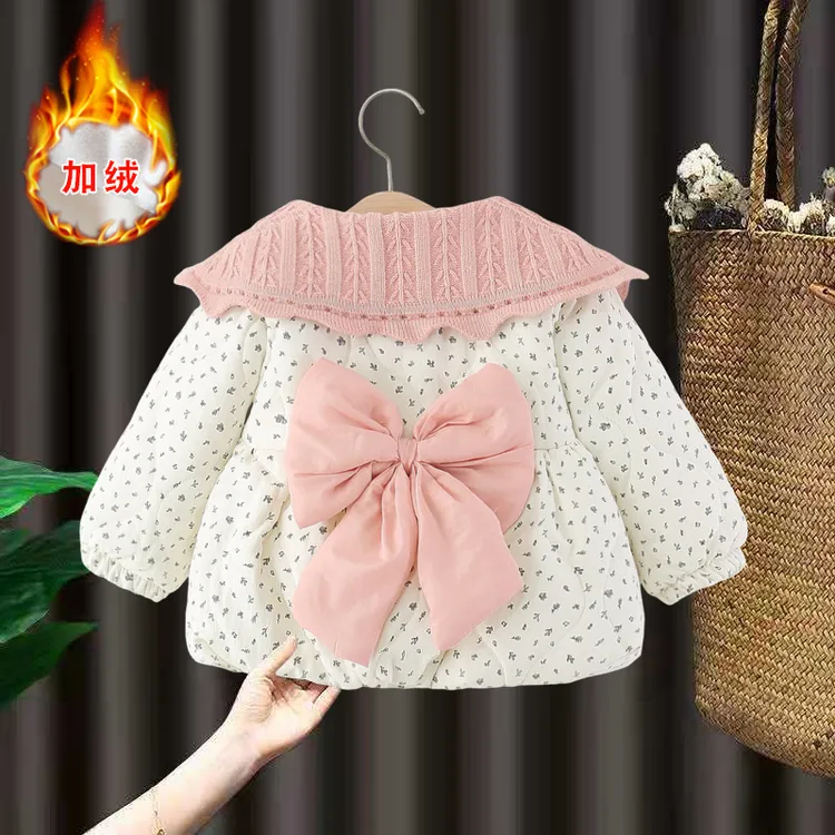 女童加绒棉服加厚外套2025新款女孩宝宝冬季棉袄婴儿冬装森系衣服