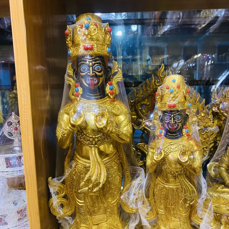 藏传纯铜鎏金女财神西藏扎基寺主佛扎基拉姆铜造像铜像