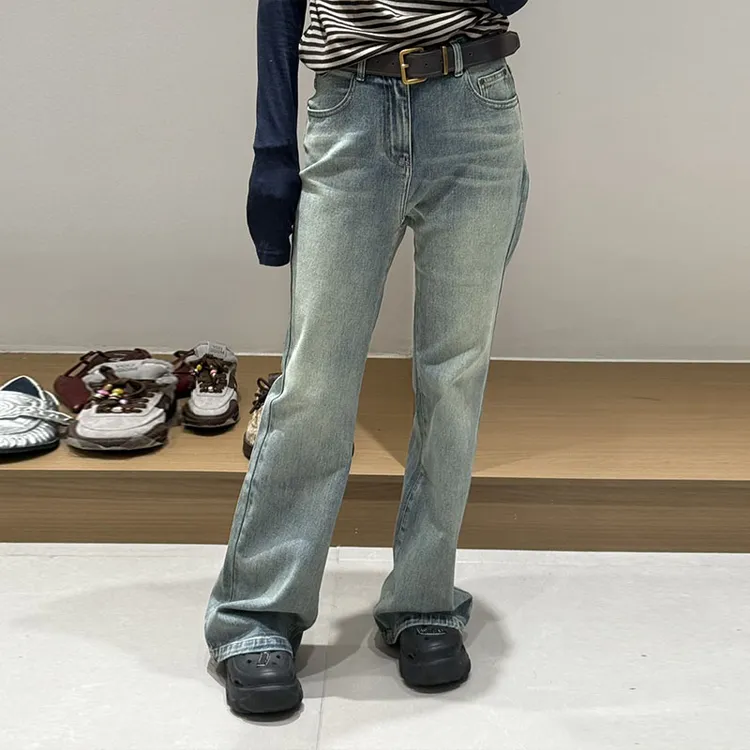 【现货】AVVENN2025冬季新品设计师款带腰带水洗牛仔裤