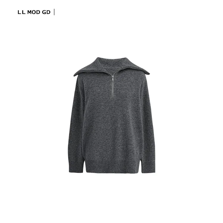 LL MOD GD |简约时尚高级拉链高领羊毛宽松针织毛衣YL-231926