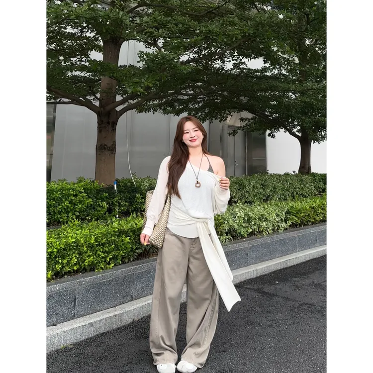 【火火】秋季休闲显瘦高腰直筒百搭复古拖地垂感阔腿宽松弯刀裤