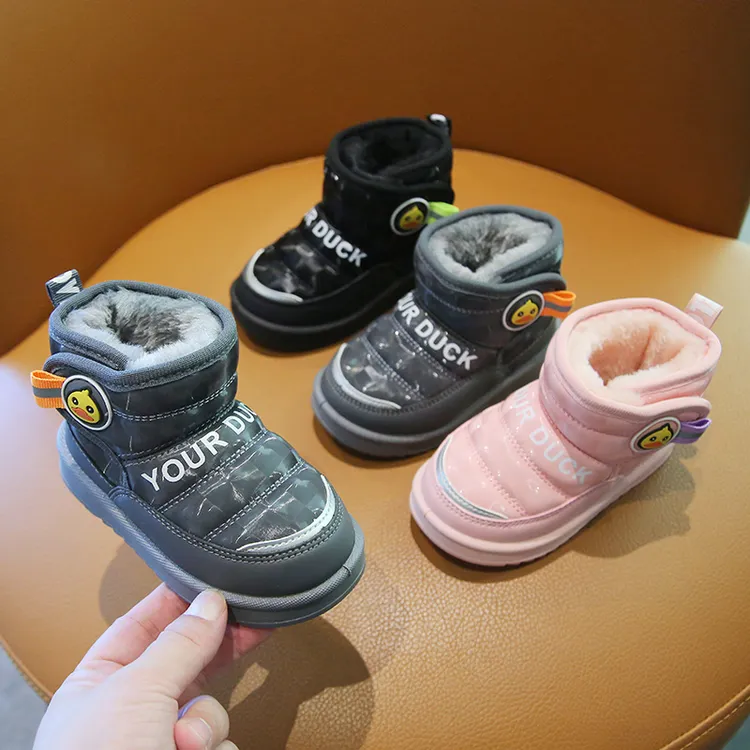 儿童雪地靴冬季新款男童防水加厚宝宝棉鞋软底女童加绒保暖童棉靴