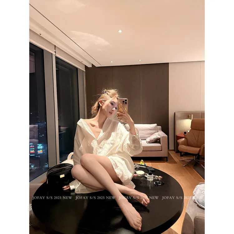 【CHASINGLIGHT】|老钱松弛本命麻料裙|休闲防晒长袖衬衫 F-C1556