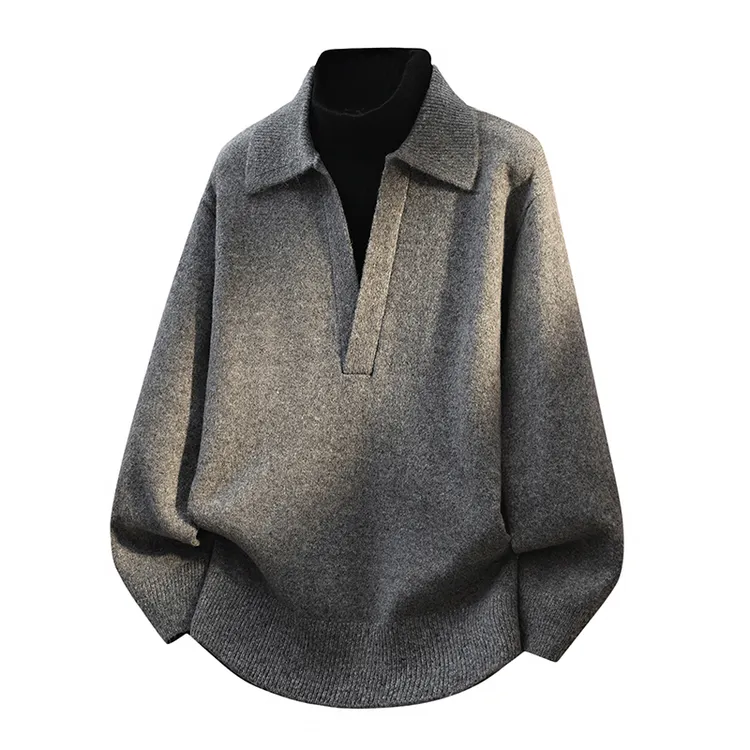 假两件时尚高领毛衣男青年秋冬新款休闲线衣加厚打底针织衫潮流