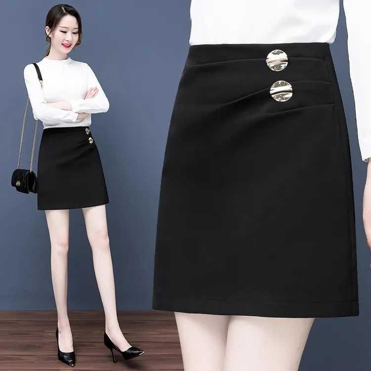 La babite半身裙女2025春夏新款高腰a字短裙时尚西装休闲包臀裙子