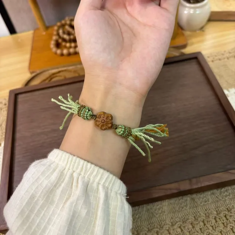 桃核小花有钱花编绳手绳