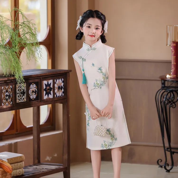 女童旗袍夏季改良中国风儿童复古演出中式国风洋气学生大童小女孩