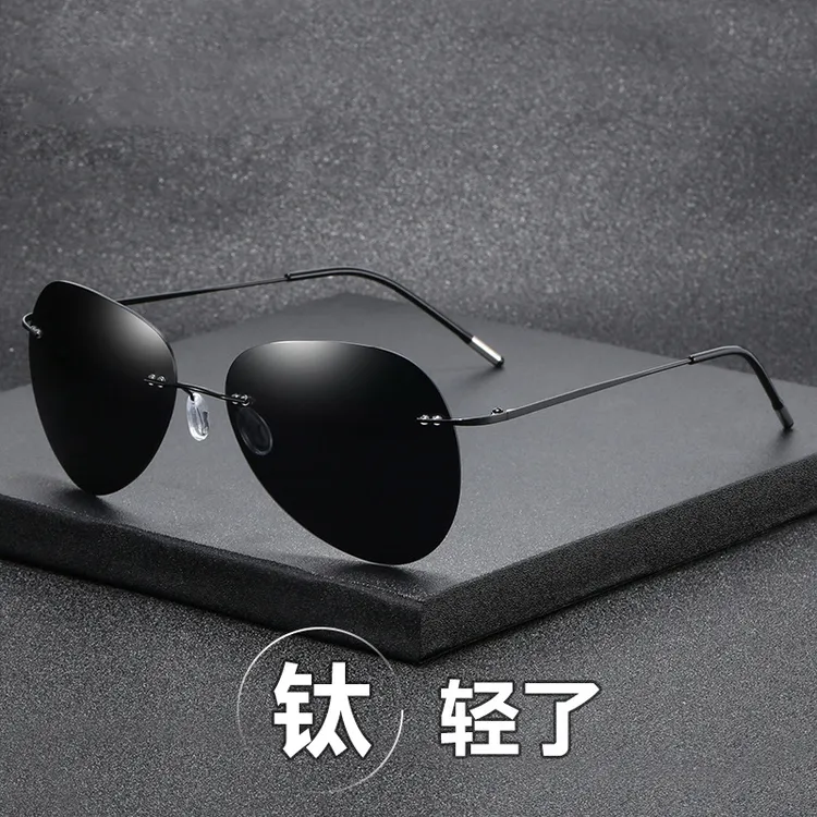 超轻无边框飞行员墨镜男款驾驶遮阳太阳镜潮流开车无框偏光墨镜商品图