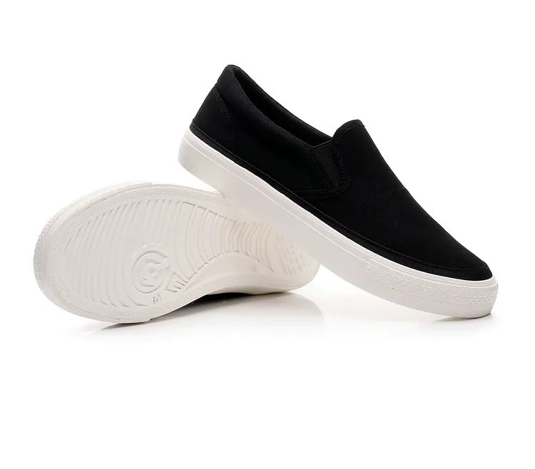 宇年春季透气全白色涂鸦帆布鞋简约一脚蹬懒人套脚男鞋手绘小白鞋