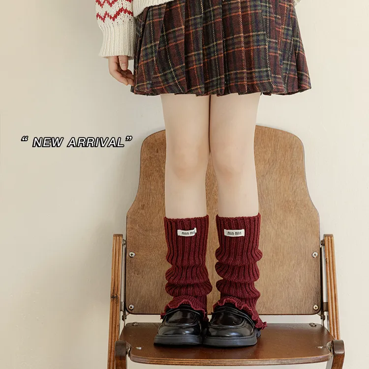 女童红色中通堆堆袜儿童韩系打底裤拼接袜套中大童过年百搭小腿袜