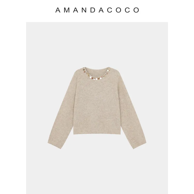 悸动漫冬～25秋冬浪漫氛围感串钻闪闪亮片气质长袖毛衣