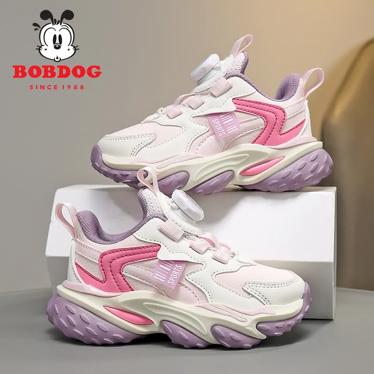 巴布豆男女童运动鞋2025春秋新款皮面透气耐磨防滑软底轻便儿童鞋