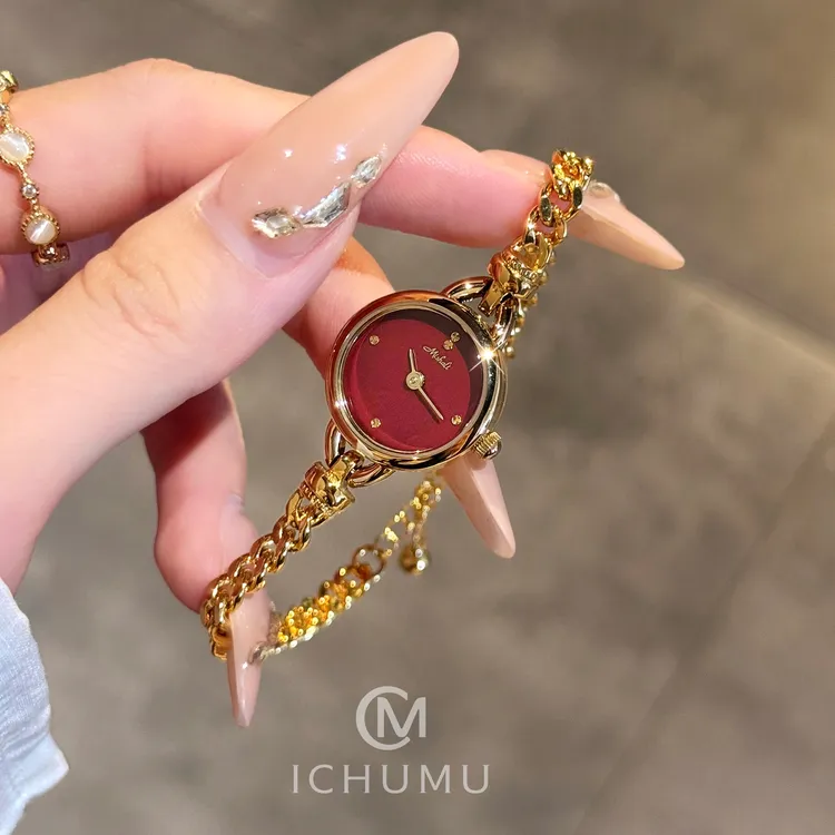 Mishali/米莉莎手表女轻奢复古红精致小巧手链表高级感小众石英表
