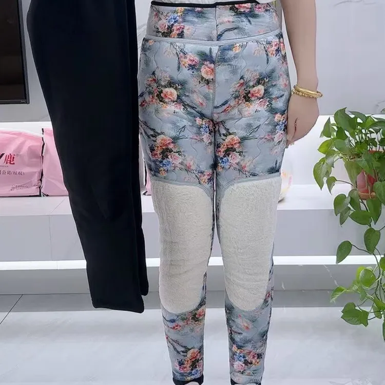 羊毛女款外穿加厚高腰护腰长护膝棉裤