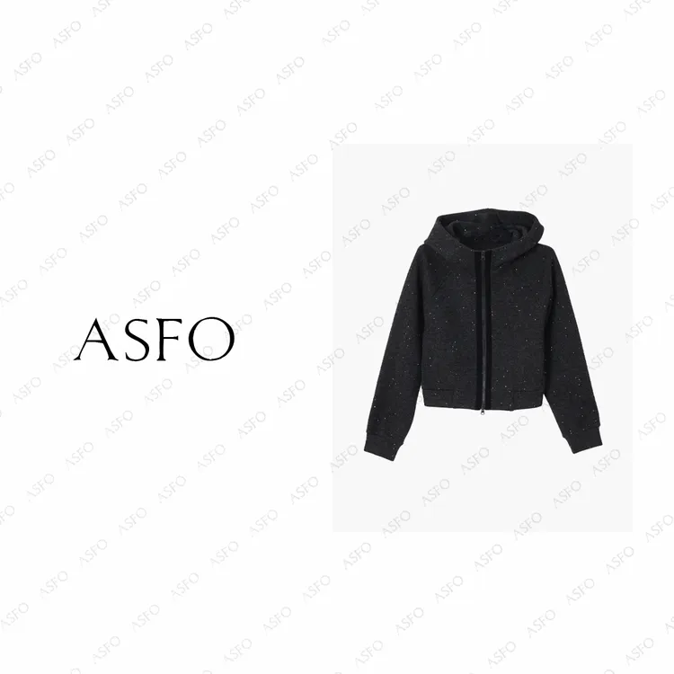【AS逸谷】25新定织亮片细闪羊毛连帽拉链卫衣外套AS25DWY00696