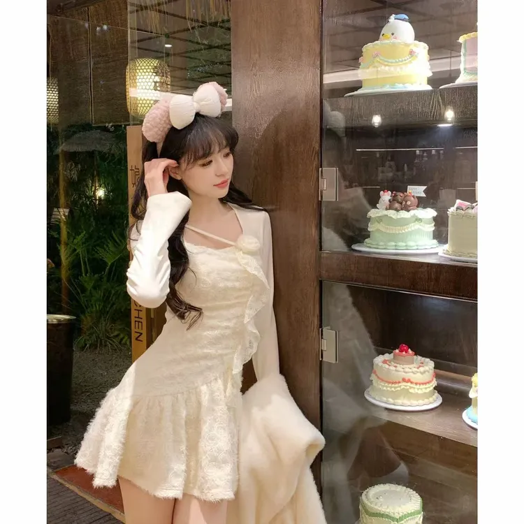 【千金推荐】秋冬新款"月下花蕾"茶歇法式显瘦连衣裙SQJTP407982