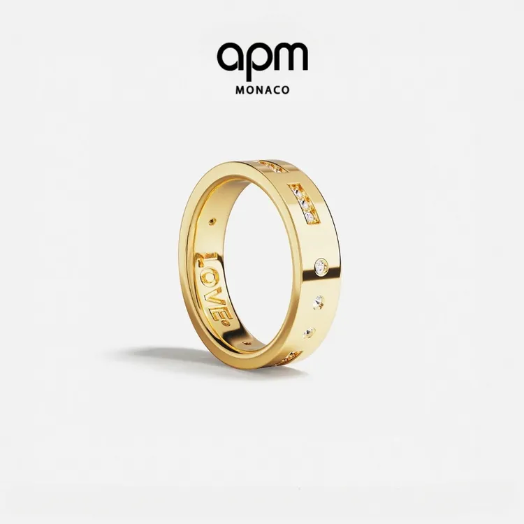[周翊然同款]APM LOVE摩斯密码戒指金色明星同款饰品小众高级感