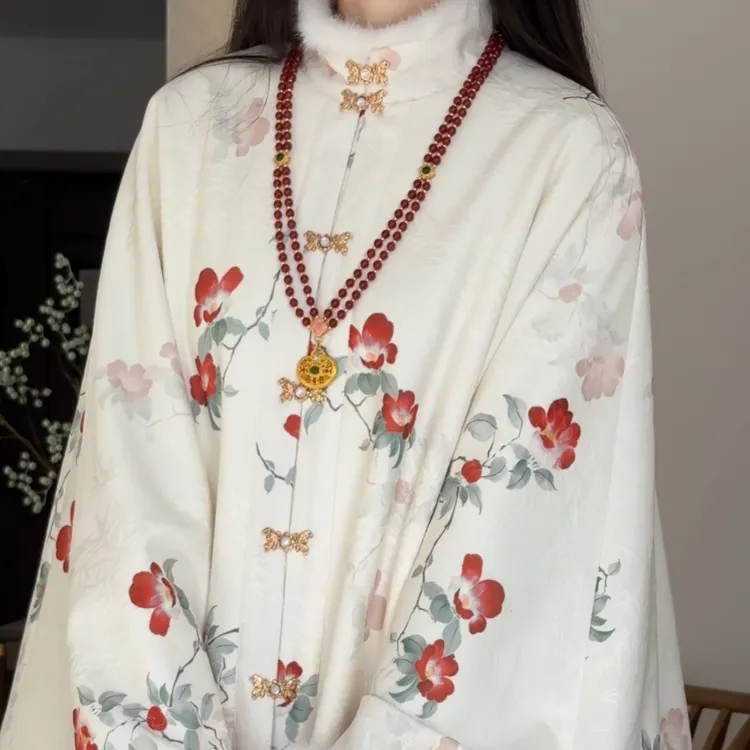 画堂春新中式【暗香茶】加厚明制改良汉元素斗篷披肩可配旗袍汉服