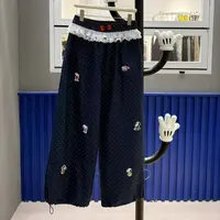 5247#深圳BOHAN秀秀家2025早秋新款波点腰头蕾丝波点牛仔裤