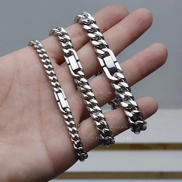 钛钢不掉色古巴炼手錬男潮高级感原创设计冷淡风