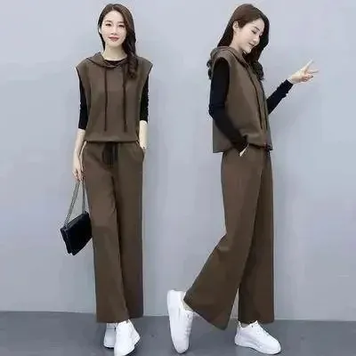 时髦洋气套装女2025年秋季新款气质减龄显瘦阔腿裤休闲女装三件套
