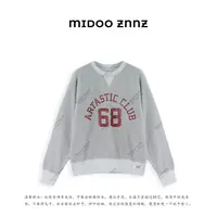 MIDOO ZNNZ 灰色棉感拼接圆领字母印花百搭卫衣10592M