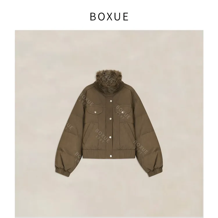 BOXUE“卡拉奇”2025秋冬拼接工装版型90白鸭绒羽绒服#251127YR7072