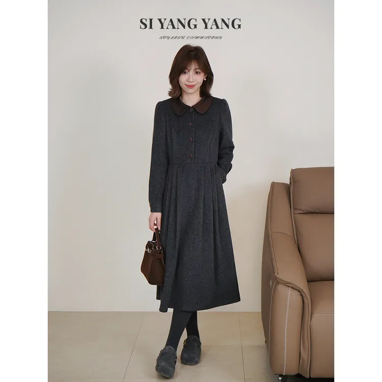斯洋洋SIYANG冬季羊毛混纺亲肤舒适通勤减龄连衣裙LYQ511A064SYY