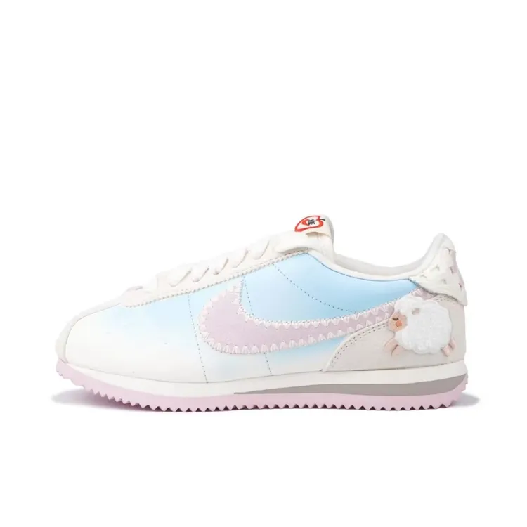 定制球鞋Nike/耐克Cortez 奶油小羊 耐磨 低帮 跑步鞋 女款 蓝粉