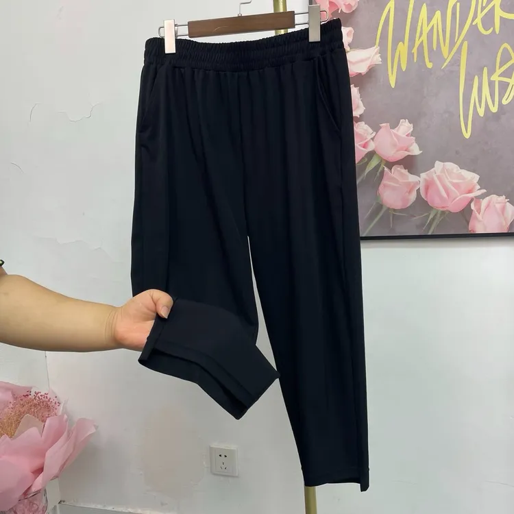 夏季时尚黑色休闲大码舒适九分裤