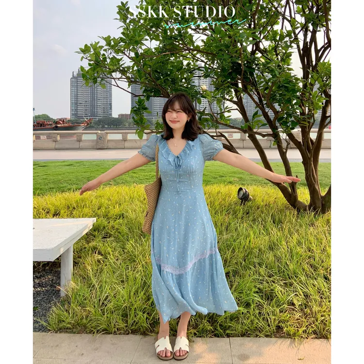 KMZY/KMZY山_山【奶油泡泡】微胖甜妹女装韩版气质格子连衣裙