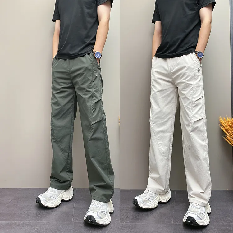 潮牌拼接工装裤男士秋季宽松直筒休闲裤时尚百搭多口袋痞帅休闲裤