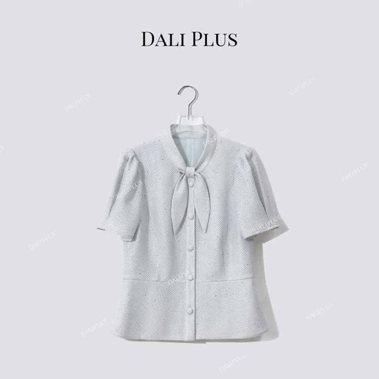 DALI PLUS“法式香风上衣”兔耳朵蝴蝶结千金收腰衬衫-D5XH0070