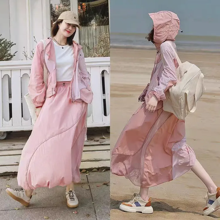 【远山黛】多巴胺减龄套装设计感不规则防晒半身裙两件套.Y8875