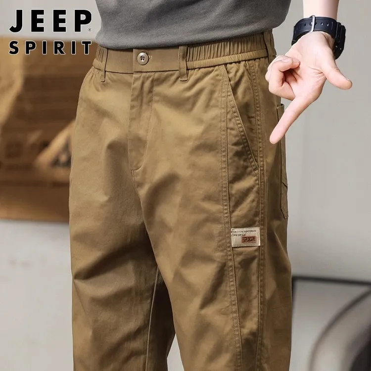 JEEPSPIRIT新款男士宽松休闲长裤秋季百搭运动工装裤防风棉质