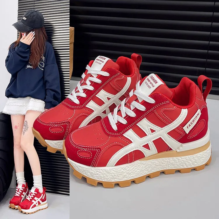 内增高8CM厚底阿甘鞋女2025新款跑步登山运动休闲鞋舒适运动鞋