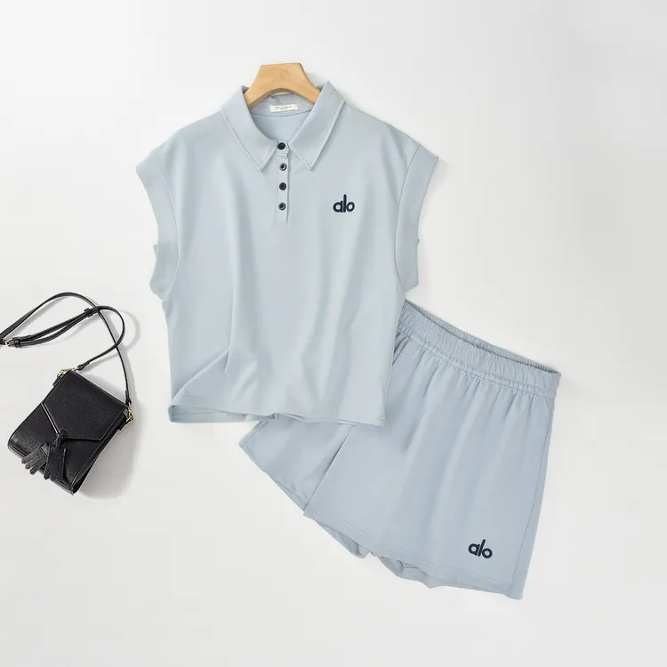 新款POLO衫裤裙套装女款刺绣字母休闲运动两件套303