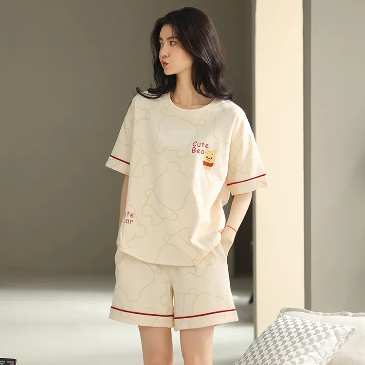 莫代尔2025新款爆款睡衣女夏季纯棉短袖两件套夏天卡通甜美家居服