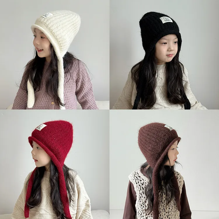 儿童帽子女孩秋冬季毛线帽保暖防寒女童针织帽洋气护耳防风冬天帽
