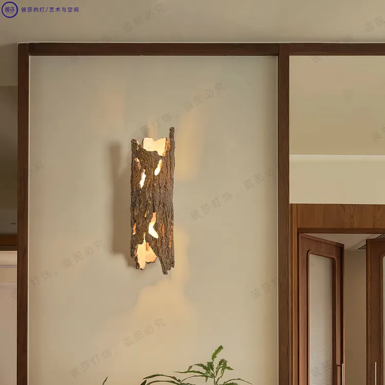 侘寂风枯木壁灯民宿复古日式新中式卧室床头过道走廊阳台禅意灯具