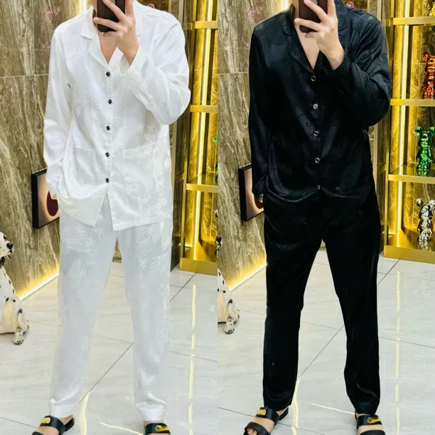 【1807双长】可外穿丝滑舒适家居服睡衣套装男士时尚休闲轻薄透气