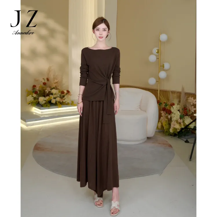 JY安娜蔻KTFQ310059秋季2025新款收腰显瘦气质上下裙裤套装