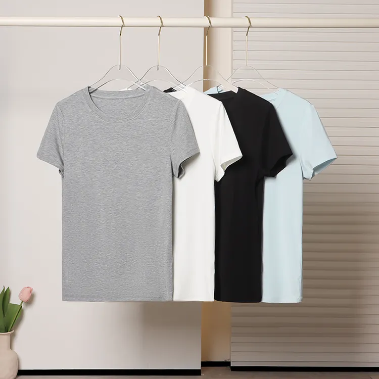 枫竺女装阿楠anan 舒心一刻 圆领纯色短袖女夏季百搭简约T恤上衣
