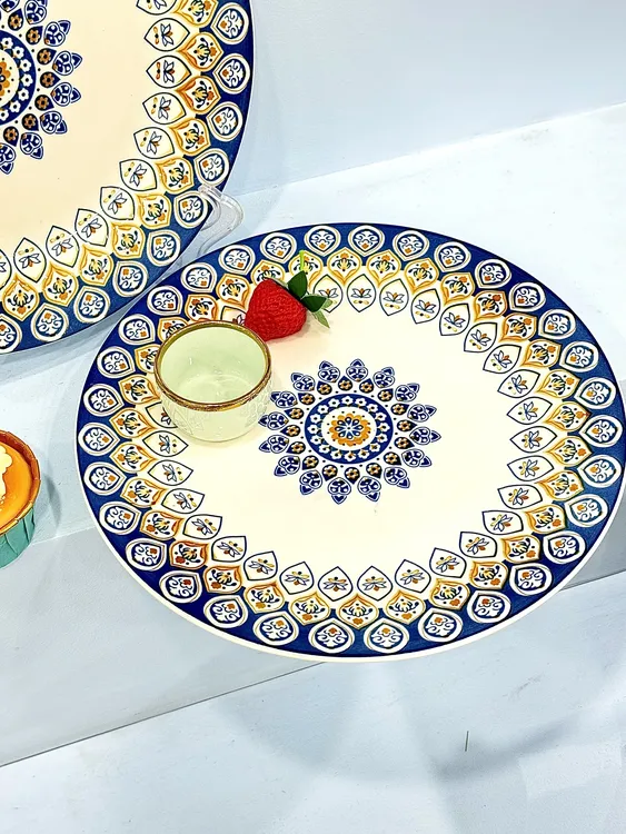 新款波西米亚风10英寸大号西餐盘家用陶瓷鱼头盘加厚高颜值牛排盘