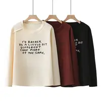 2025大码印花短款长袖字母辣妹风纯棉印花T恤女士百搭秋冬2436