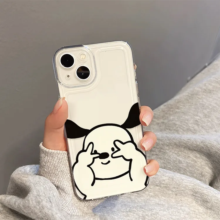 比耶小狗iPhone16手机壳15苹果14软13小米vivo华为适用创意简约潮