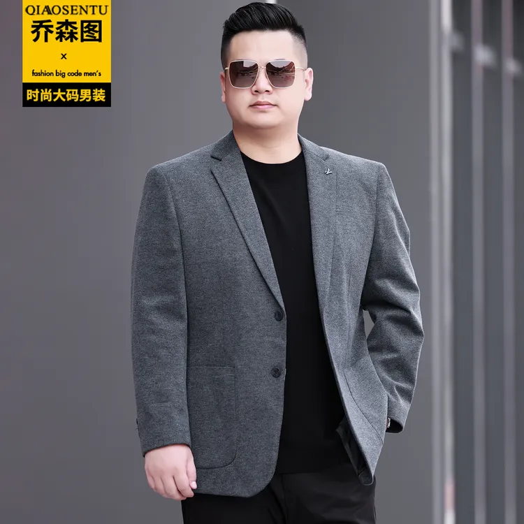 春秋款男士加肥加大码单西外套胖子肥佬商务休闲免烫简约百搭西装