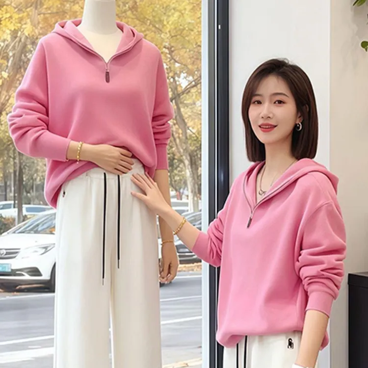 流行百搭套头长袖连帽卫衣时尚设计感洋气2025秋冬法式轻奢上衣女