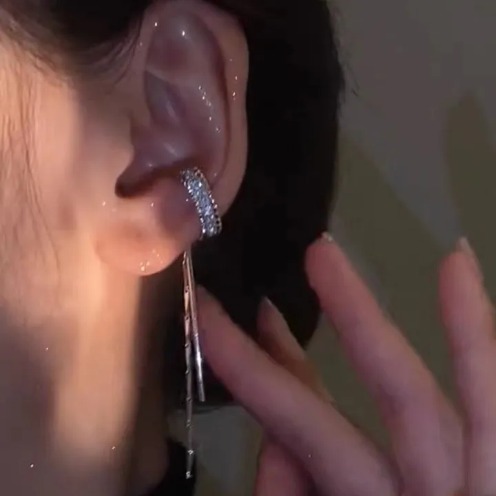 耳夹    轻奢流苏耳骨夹无耳洞简约气质长款小众耳环新款设计感